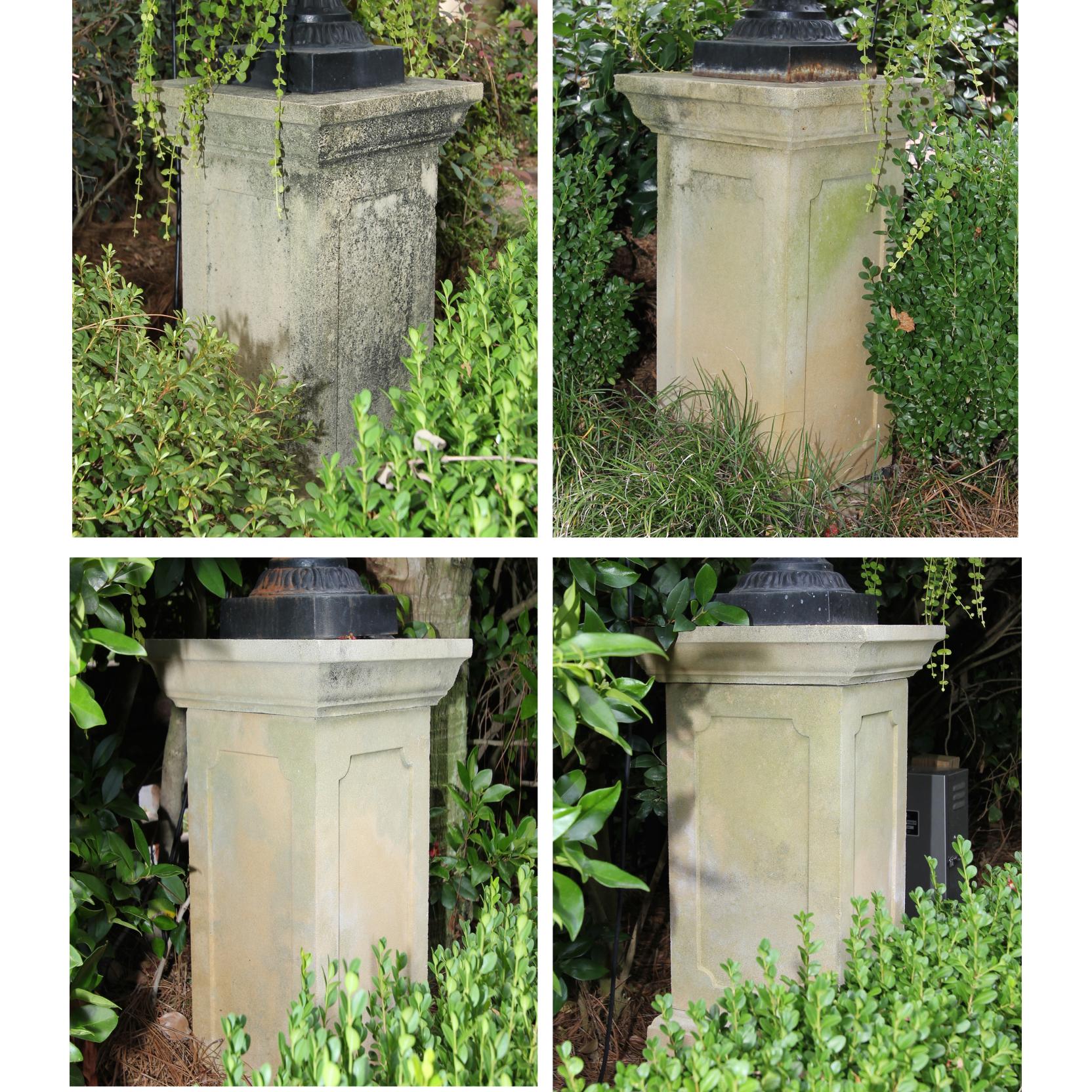 Appraisal: Haddonstone Set of Four Stone Plinths square top paneled sides