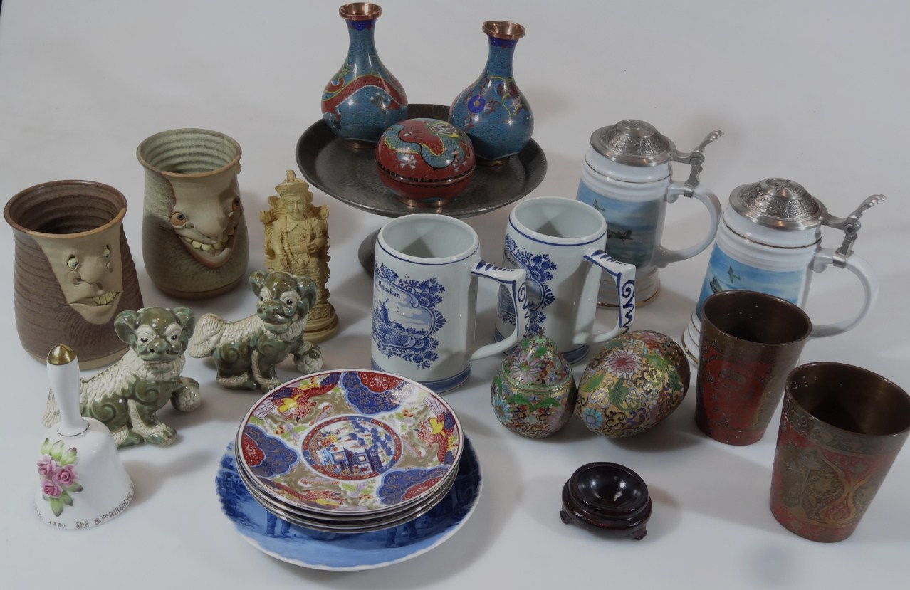 Appraisal: Various pottery enamel ware and effects to include a Tuderic