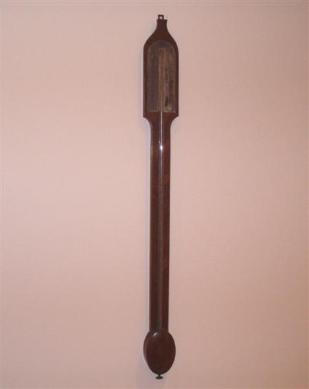 Appraisal: A th century mahogany stick barometer with worn gilt scale