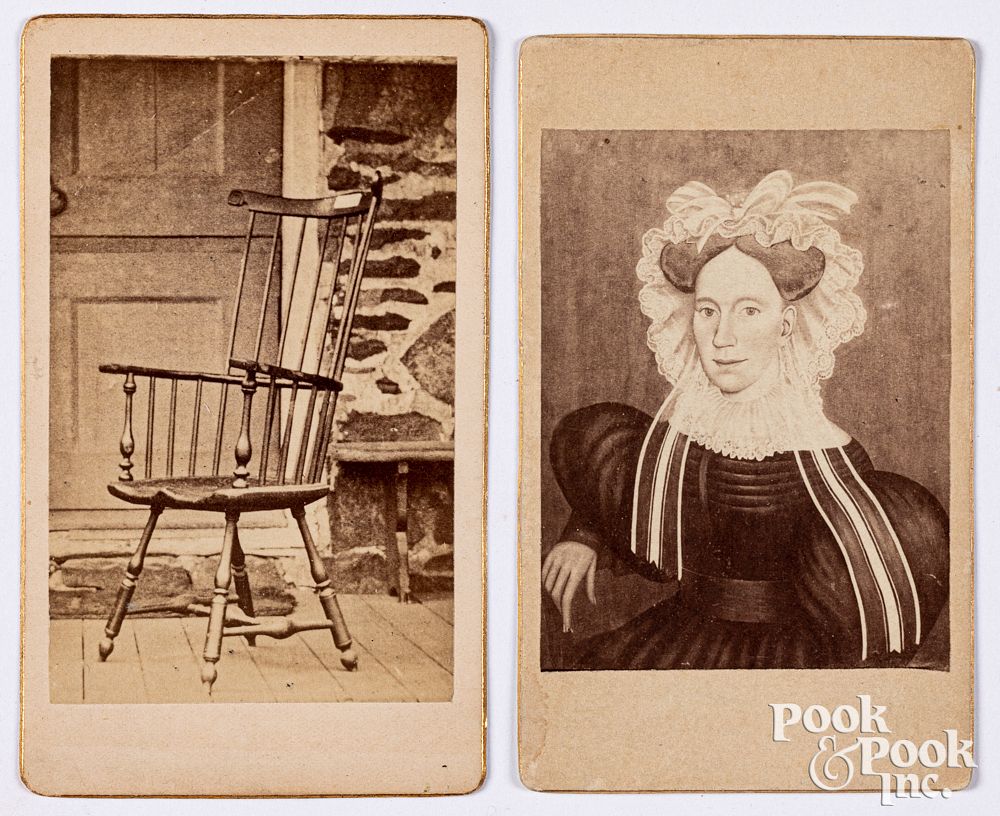 Appraisal: Two CDV photographs Windsor chair folk art Two CDV photographs