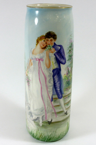 Appraisal: LENOX BELLEEK ARTIST SIGNED VASE cylindrical form hand painted portrait