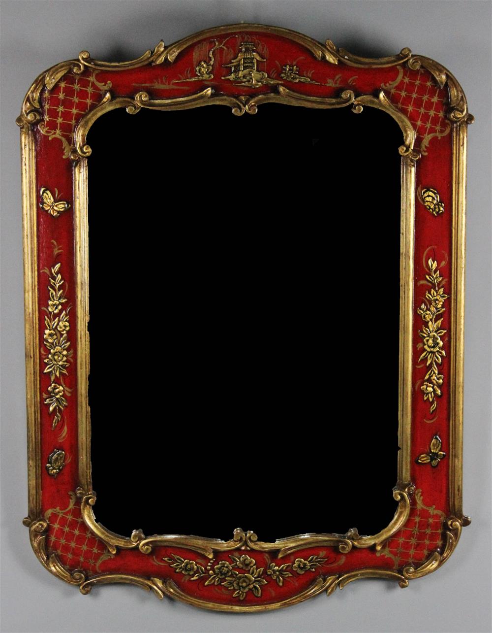 Appraisal: ROCOCO STYLE CHINOISERIE AND PARCEL GILT WALL MIRROR th Century