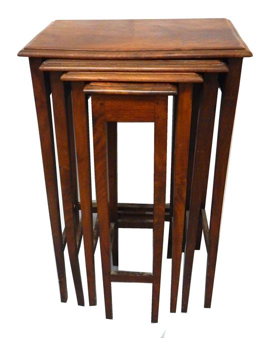 Appraisal: Four th C mahogany nesting tables of graduated height molded