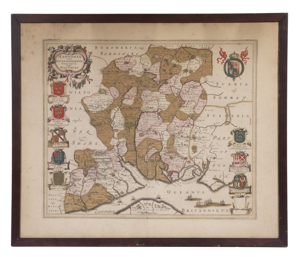 Appraisal: JOAN BLAEU NETHERLANDS - MAP OF HAMPSHIRE ENGLAND Hantonia Sive