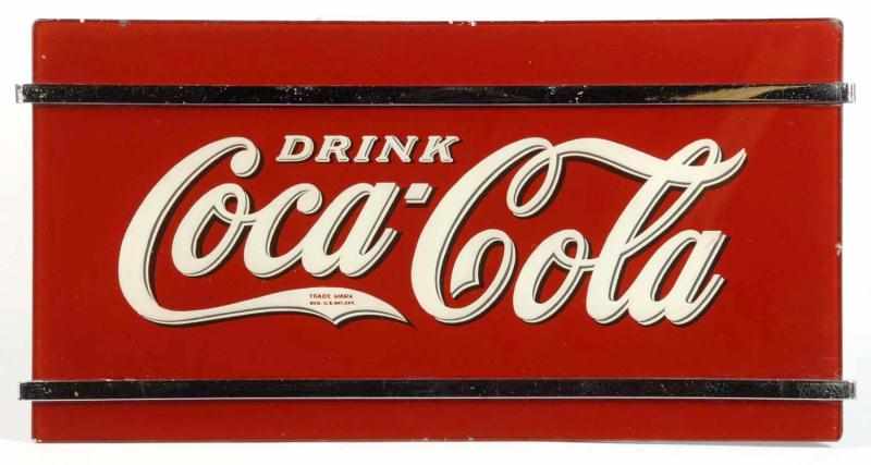 Appraisal: Glass Brunhoff Coca-Cola Sign Description Marked and dated on back