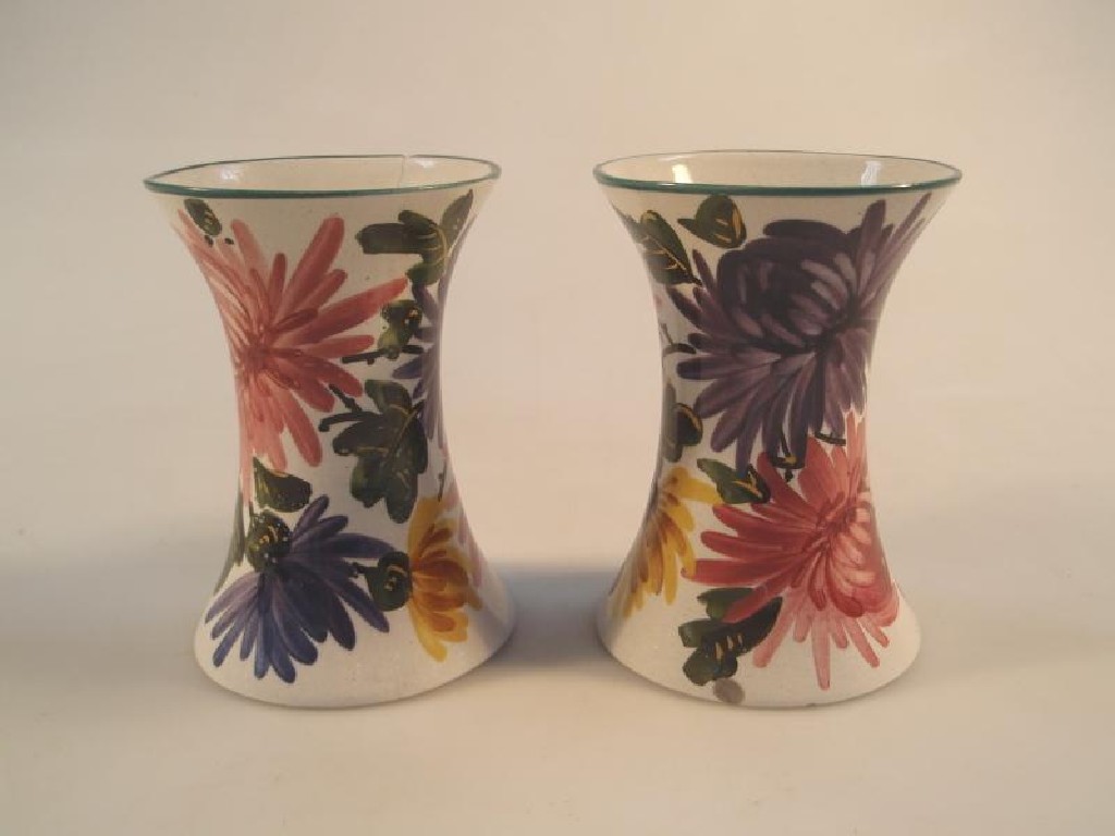 Appraisal: A pair of Wemyss ware waisted vases painted with pink