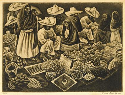 Appraisal: HOWARD COOK american - TAXCO MARKET pencil signed dated and