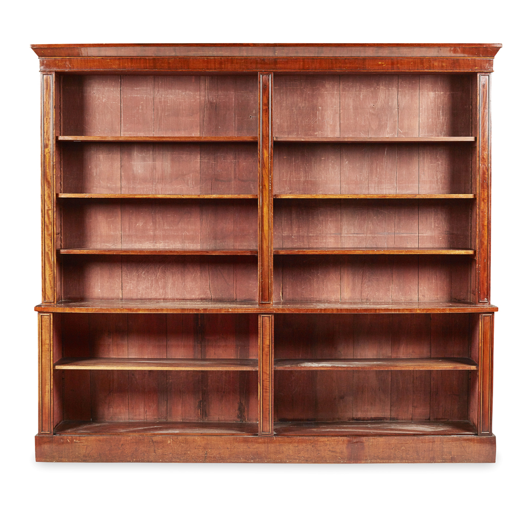 Appraisal: VICTORIAN MAHOGANY OPEN LIBRARY BOOKCASE TH CENTURY the moulded cornice