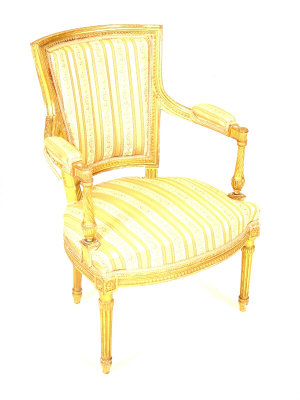 Appraisal: A Louis XVI style giltwood fauteuil the egg and dart