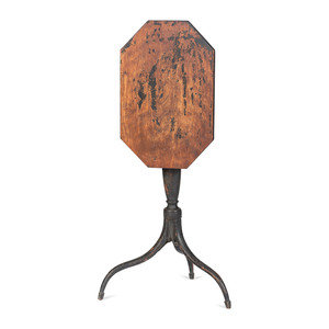 Appraisal: A Federal Black Painted Cherry Maple Octagonal Tilt Top Candlestand