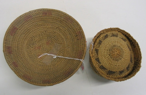 Appraisal: TWO NORTHWEST INDIAN WOVEN BASKETS the first Athabascan hand made