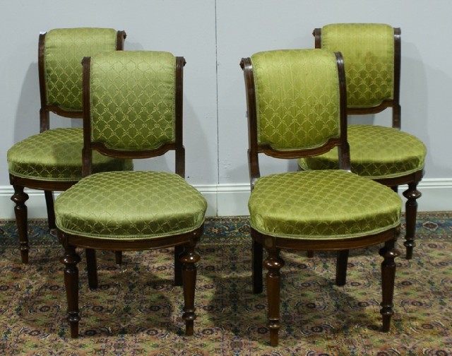 Appraisal: A set of four th century Swedish walnut and upholstered