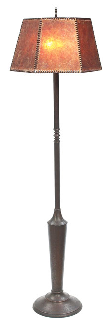 Appraisal: Arts amp Crafts floor lamp hexagonal stitched mica shade supported