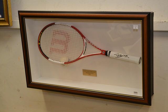 Appraisal: a signed framed toad woodbride RACKET AND BALL