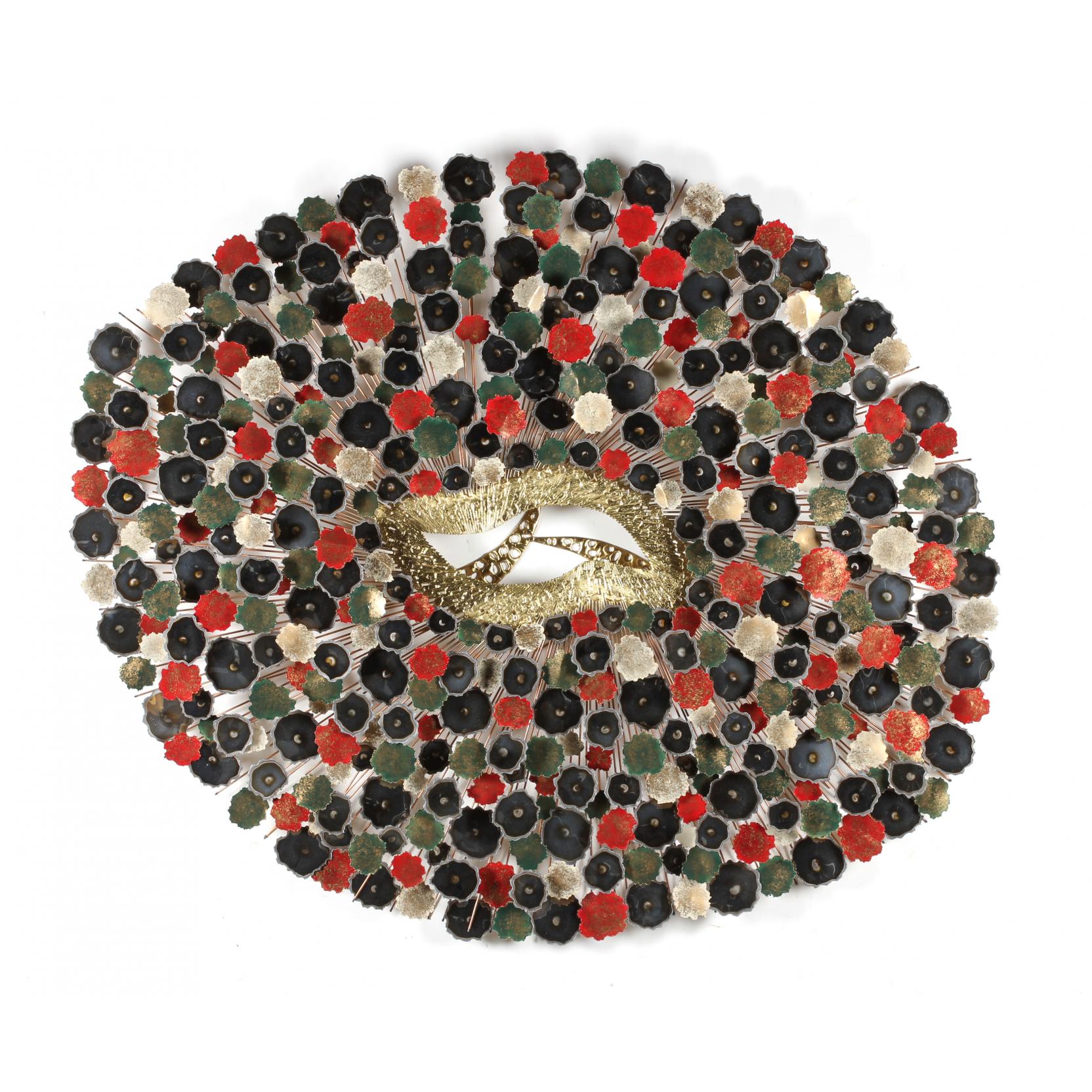 Appraisal: Contemporary Metal Wall Art Sculpture composed of hundreds of hand-enameled