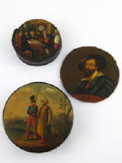 Appraisal: Two th century lacquer boxes one AF the lids painted