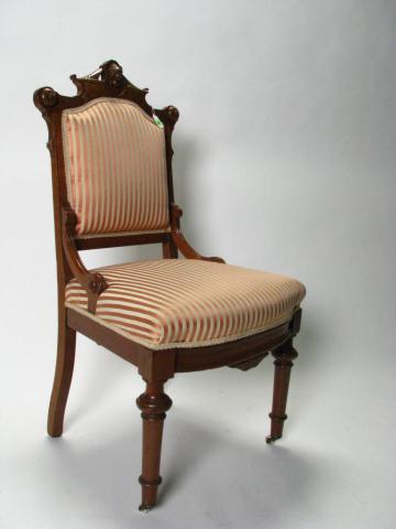 Appraisal: Jelliff-Type Carved Walnut Victorian Side Chair with hip rests and