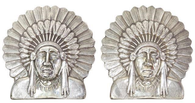 Appraisal: pair Large Edward H Bohlin sterling silver ornaments Indian Chief