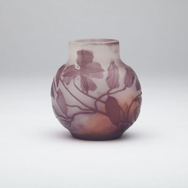 Appraisal: Gall Cameo Glass Small Vase early th century of grey