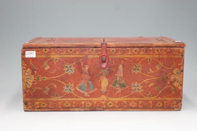 Appraisal: A small dowry box traditionally painted on three sides with