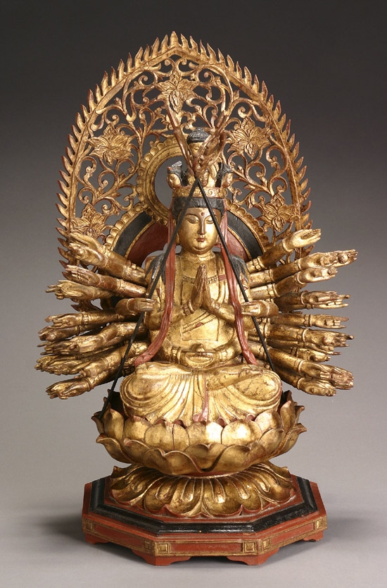 Appraisal: Sino-Tibetan Parcel-Gilt Red Lacquered Wood Avalokitesvara th Century Some wear