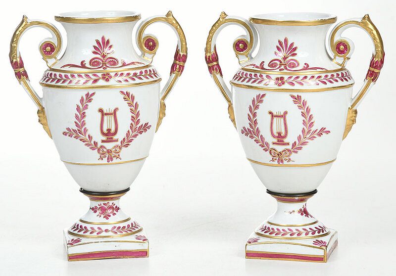 Appraisal: Pair of Louis XVI Style Urn Form Garniture French th