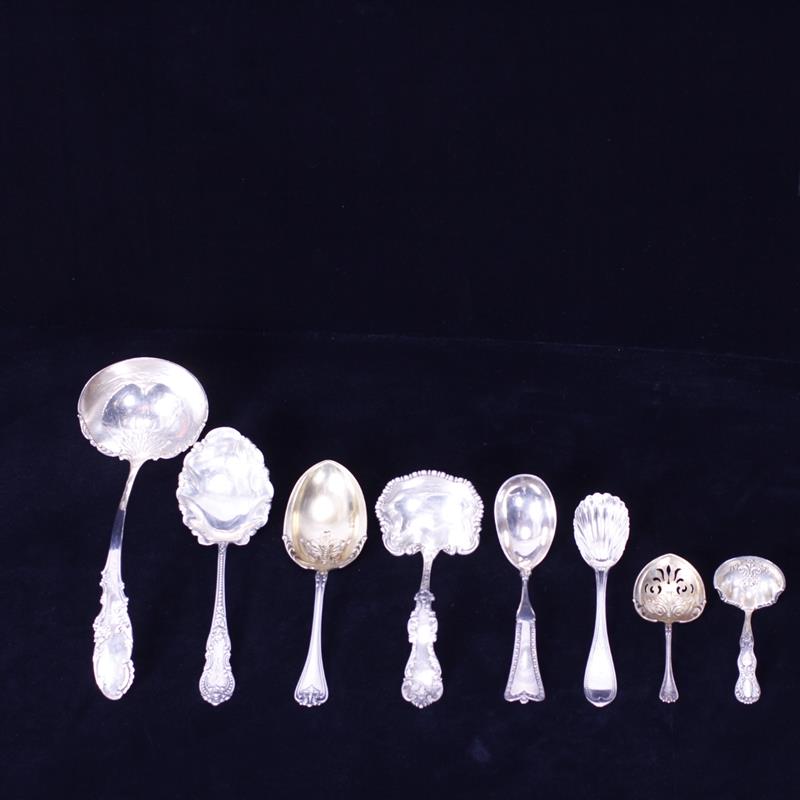 Appraisal: Eight various flatware sterling silver serving pieces incl Towle 'Rustic'