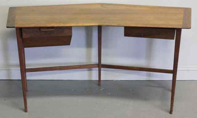 Appraisal: Midcentury Writing Desk Labeled Dunbar With fitted letter or file