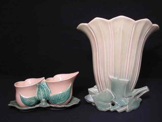 Appraisal: Group lot of pottery items Includes a large McCoy flower