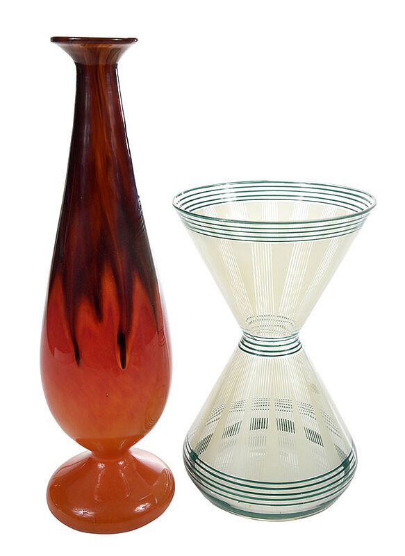 Appraisal: Two Art Glass Vases Continental th century Boom Glass Belgium