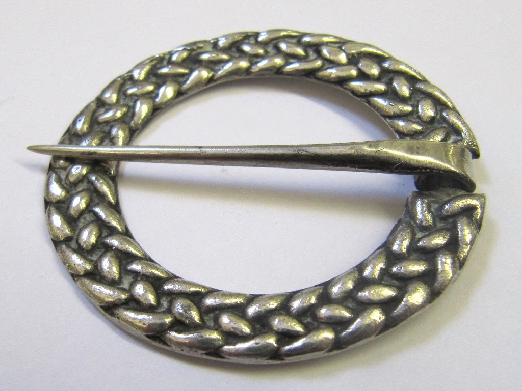 Appraisal: Scottish silver annular knotwork plaid pin stamped in relief to