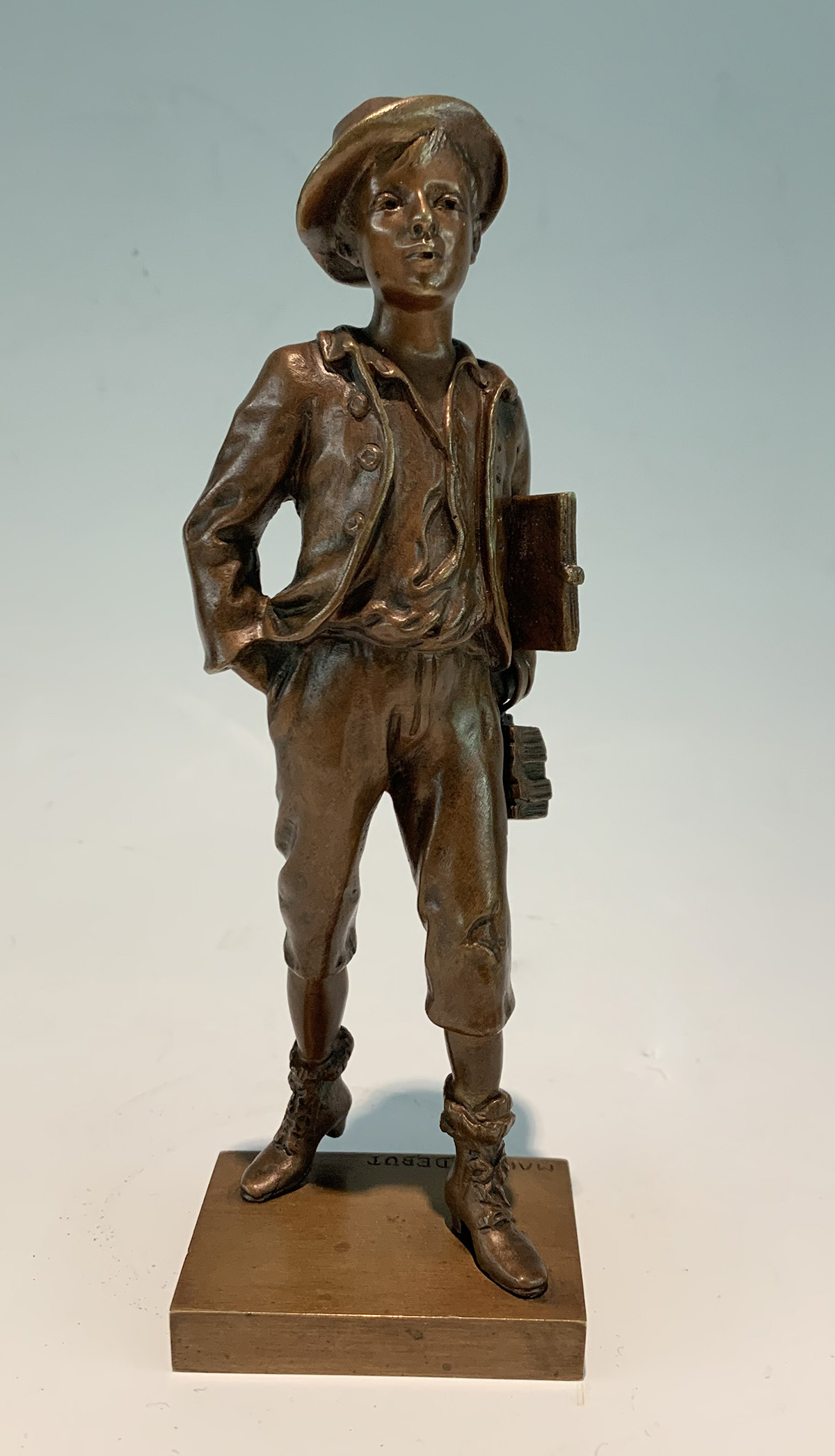 Appraisal: DEBUT Marcel French - ''Whistling Schoolboy'' Bronze '' h signed