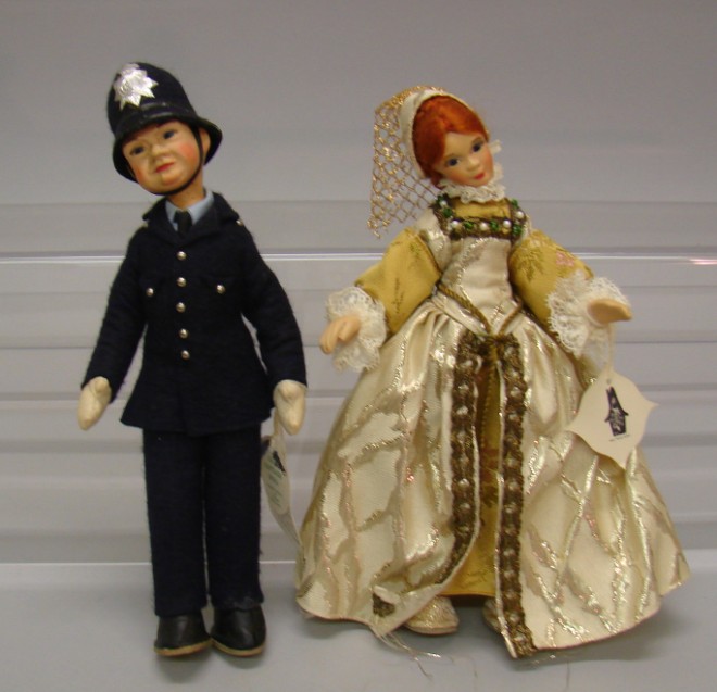 Appraisal: Pair of tagged Old Cottage Toys dolls All original Policeman