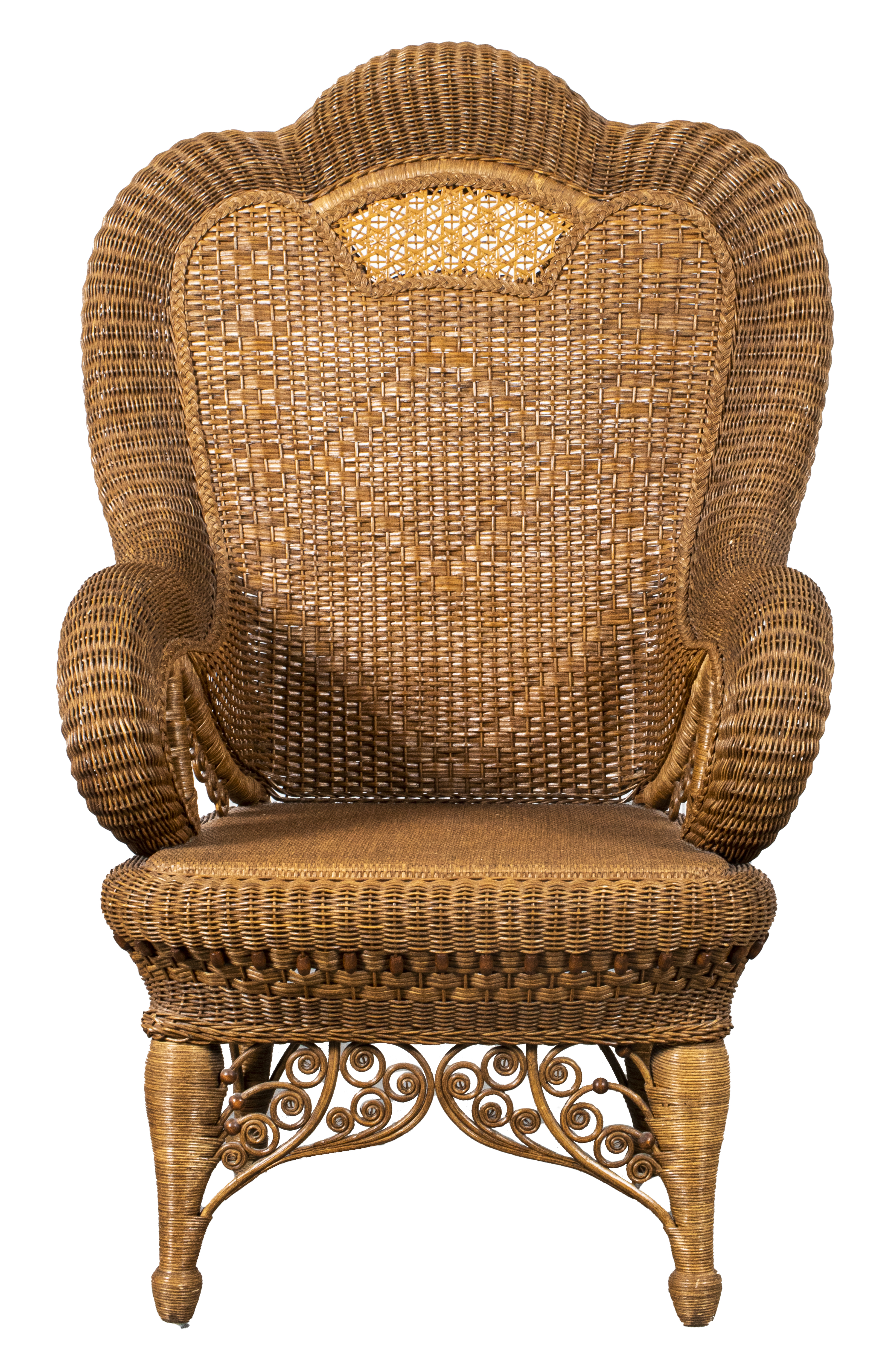 Appraisal: AMERICAN VICTORIAN WICKER ARMCHAIR American Victorian wicker armchair H x