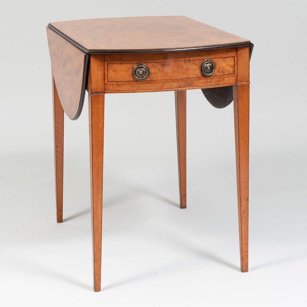 Appraisal: George III Inlaid Satinwood Pembroke Table x x closed in