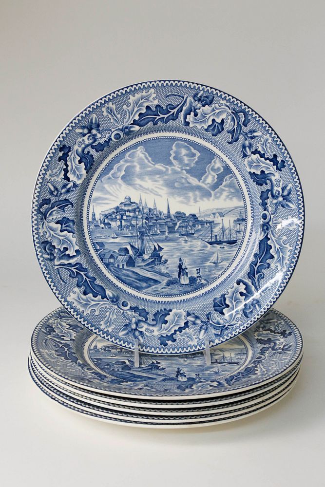 Appraisal: Historic America View of Boston Porcelain Plates Historic America View