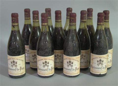 Appraisal: TWELVE BOTTLES OF DOMAINE DES CIGALONS CDP Provenance Estate of