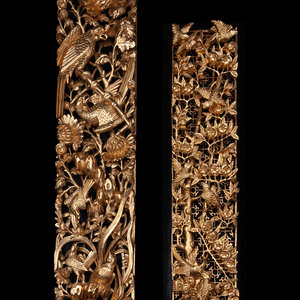 Appraisal: Two Chinese Gilt Wood Panels each of rectangular form with