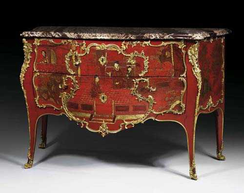 Appraisal: LACQUER CHEST OF DRAWERS Louis XV stamped M CRIAERD Mathieu