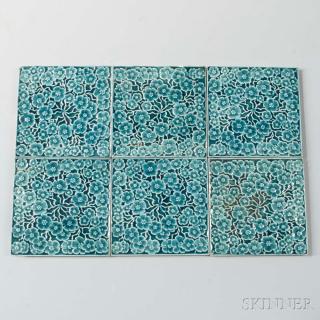 Appraisal: Six J J G Low Art Tile Work Six J