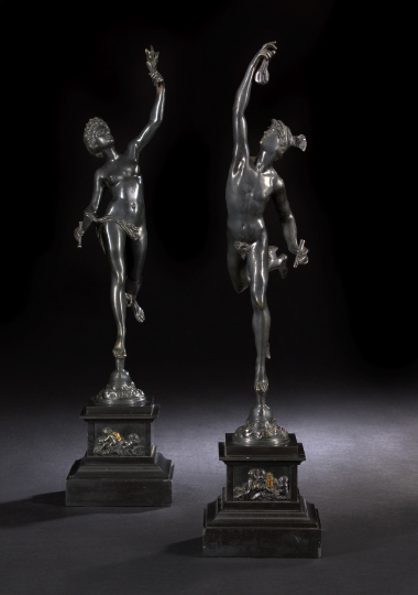 Appraisal: After Giovanni da Bologna Italian - Tall pair of black-patinated