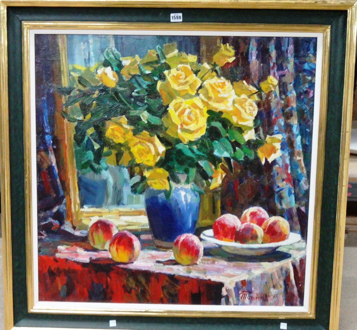 Appraisal: Mumehko th century Still life of peaches and yellow roses