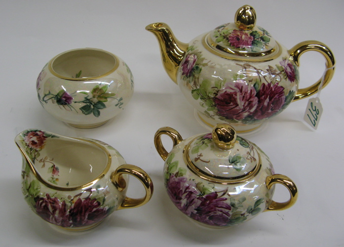 Appraisal: A PIECE PEARL LUSTER ROSE DECORATED TEA SET AND A