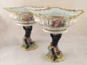 Appraisal: A pair of ceramic comports in the manner of Meissen