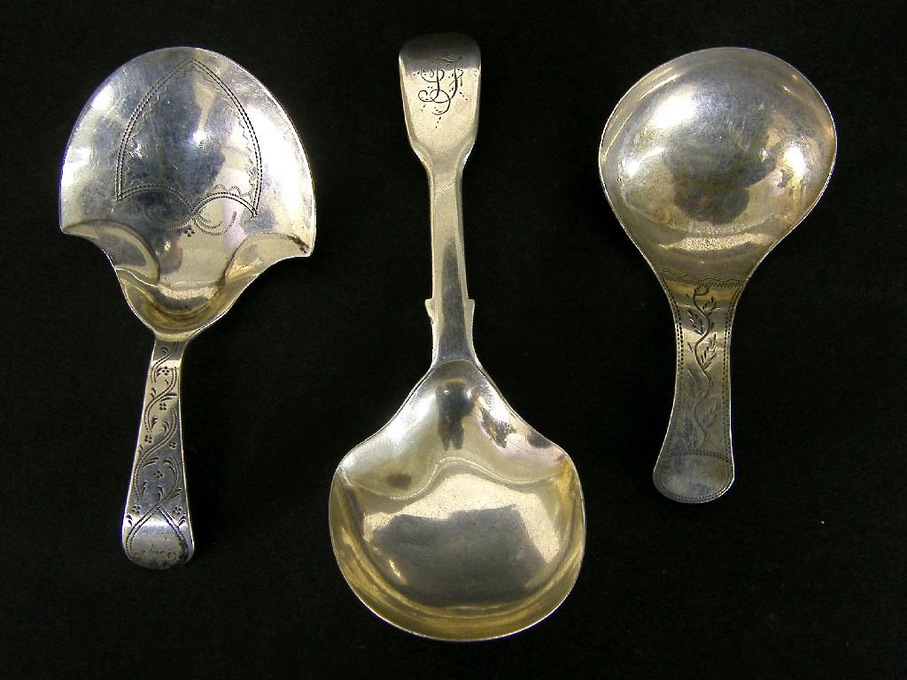 Appraisal: Three antique silver caddy spoons