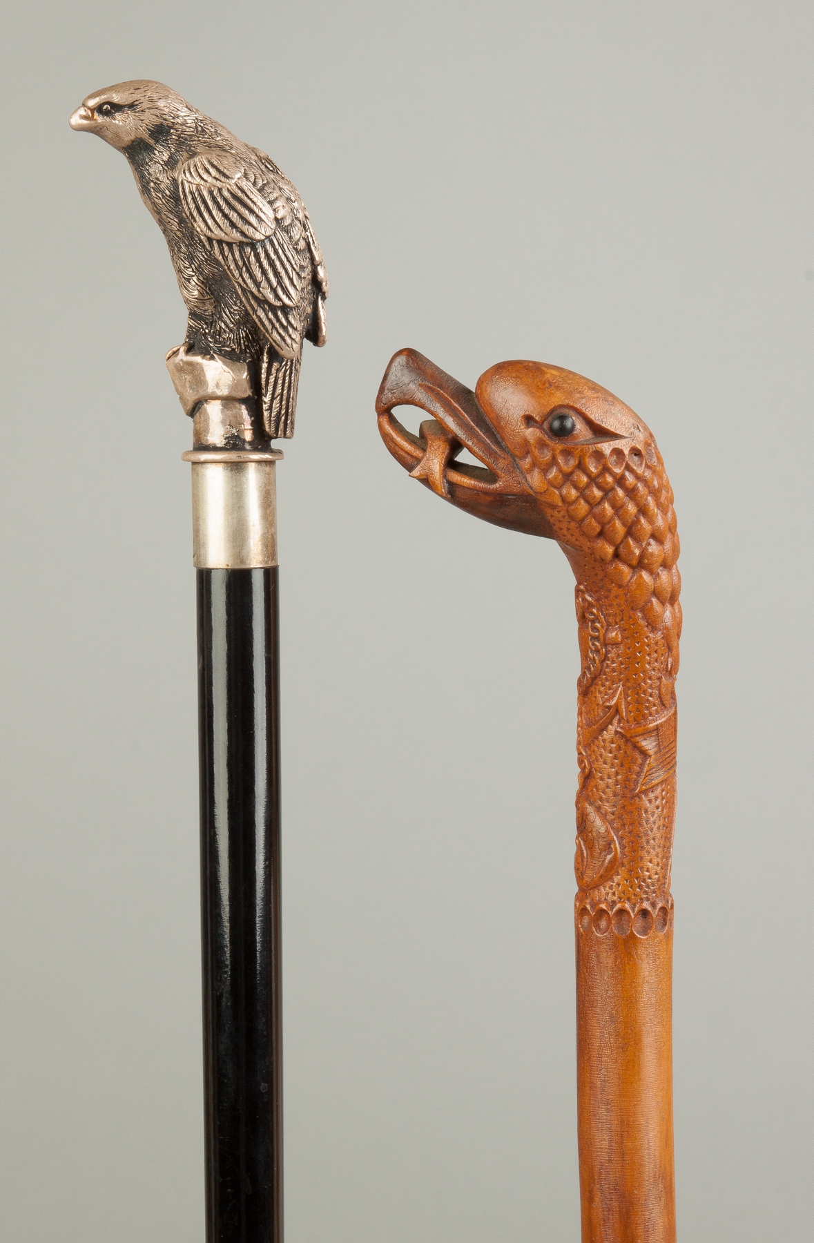 Appraisal: Vintage Silver Plated Eagle Cane Ebony shaft