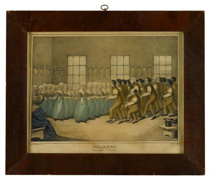 Appraisal: Hand-colored lithograph shakers their mode of worship d w kellogg