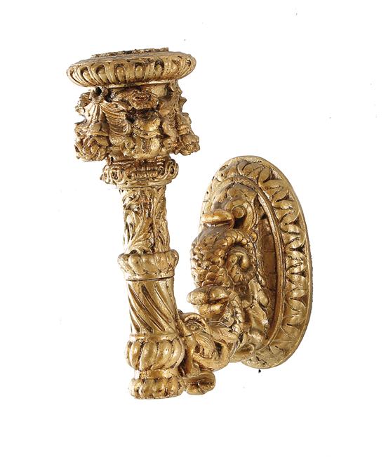 Appraisal: Continental gilt-carved wood wall sconce th century H W D