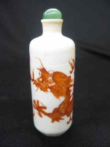 Appraisal: Chinese Porcelain Snuff Bottle orange dragon ball decor '' tall