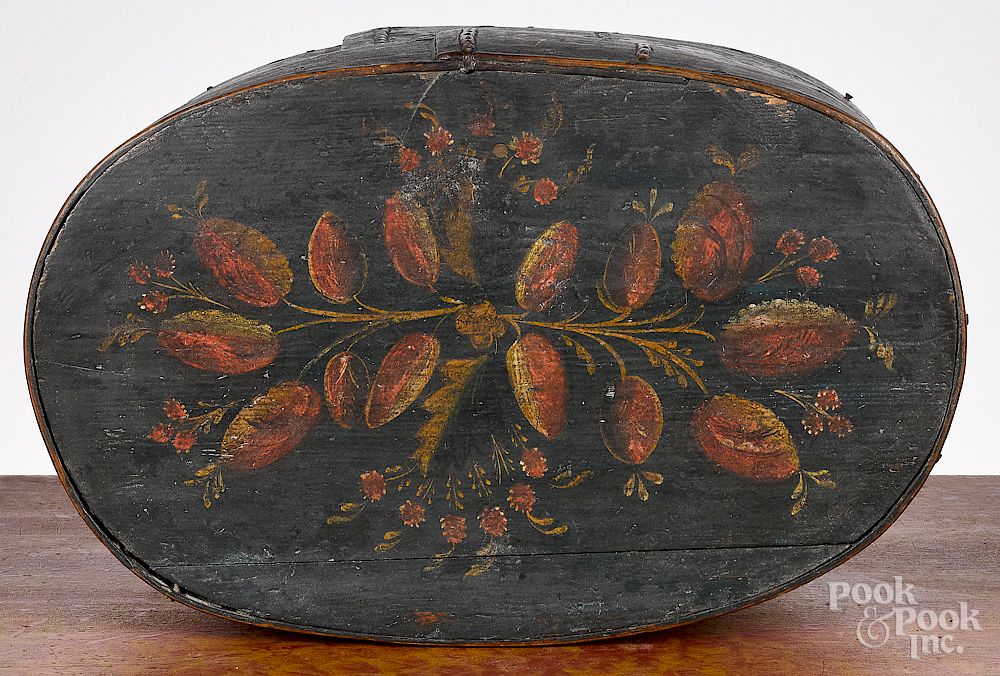 Appraisal: Continental painted bentwood box dated Continental painted bentwood box dated